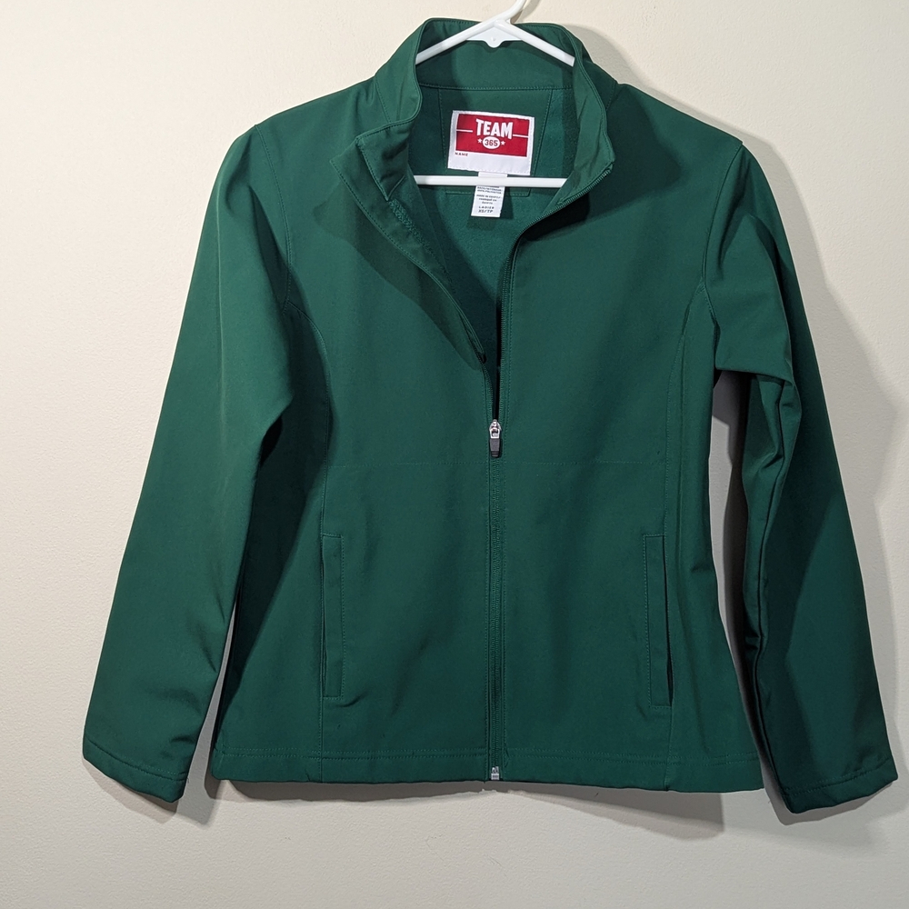 Team 365 Green Lightweight Zip Jacket Womens XS Softshell Athletic Golf